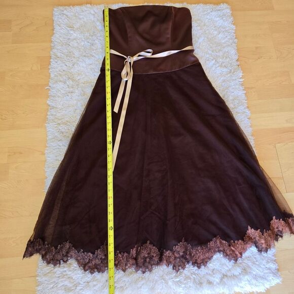 B2 Womens Elegant Brown Strapless Dress Size 14 Renaissance Fairycore - Picture 4 of 10
